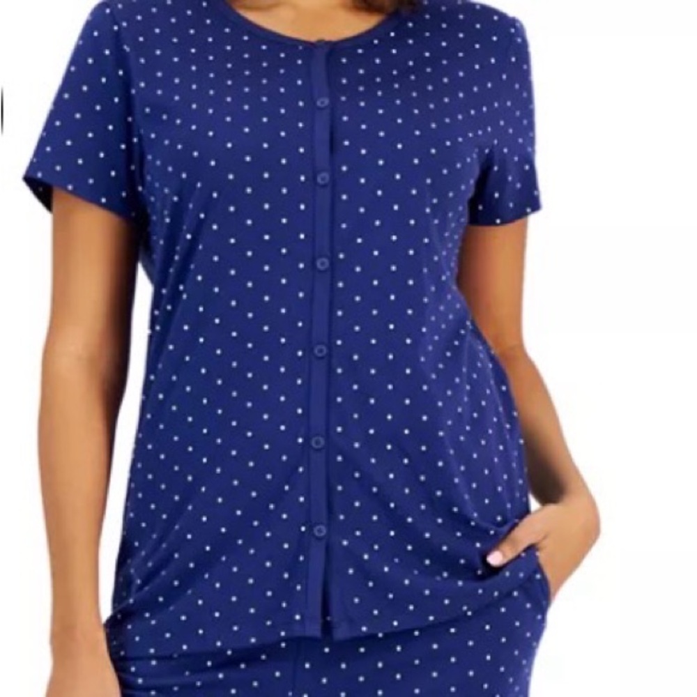 Charter Club Pajama Set - Blue /White Dot - All Cotton top and bottom.